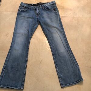 ReRock for Express, faded slightly distressed jeans. Flare boot cut sz10 Short